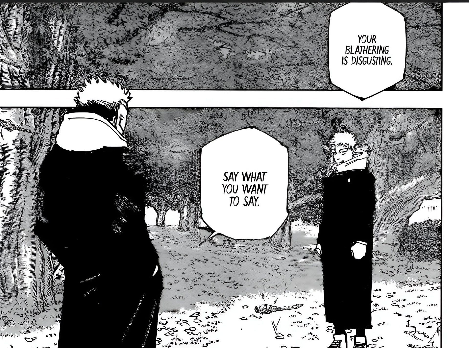 Sukuna complaining about Yuji's non-offensive domain (Image via Shueisha)